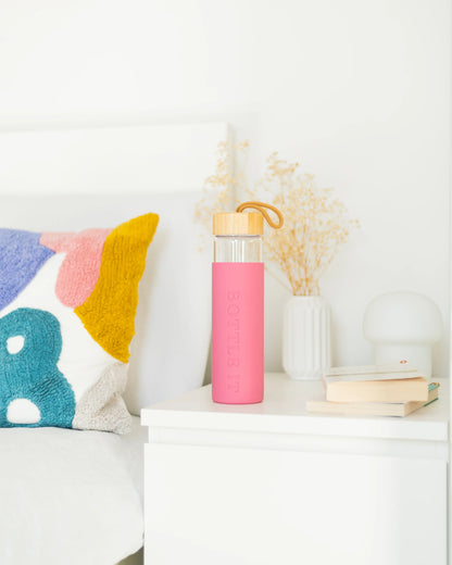 Rosewater Glass Water Bottle | Sustainable Borosilicate 750ml | BOTTLE IT